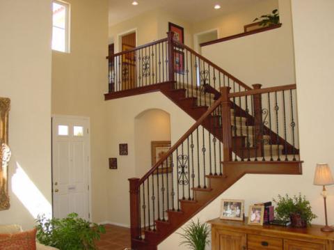 Traditional Entry with small clerestory windows at front door