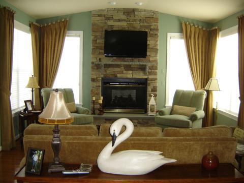 Traditional Living Room with elegant but simple window treatments