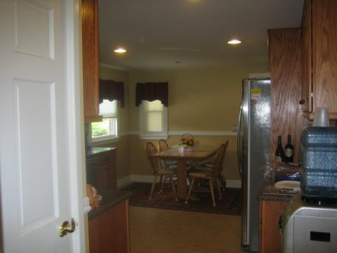 Casual / Comfortable Dining Room with oak dining table and chairs