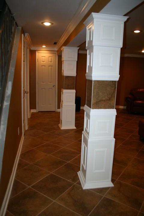 Traditional Basement with picture frame mouding