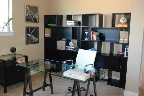 Modern Home Office with white leather and metal office chair