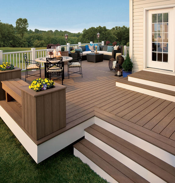 Contemporary Patio with dark wicker patio lounge furniture