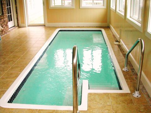 Transitional Sunroom with white trim around swimming pool