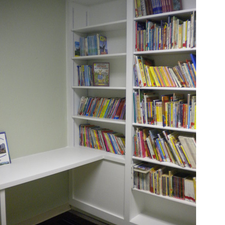 Traditional Library with built in bookshelves