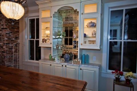 Eclectic Dining Room with glass bead pendant light