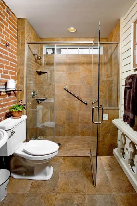 Eclectic Bathroom with chrome framed shower door