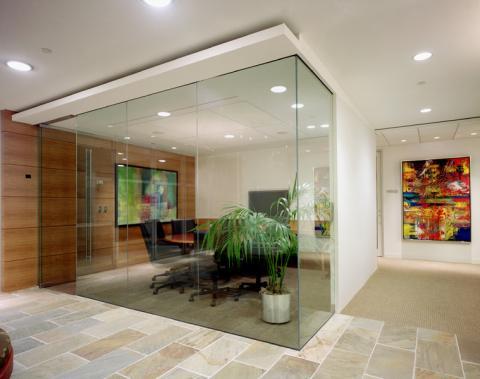 Contemporary Home Office with large conference area