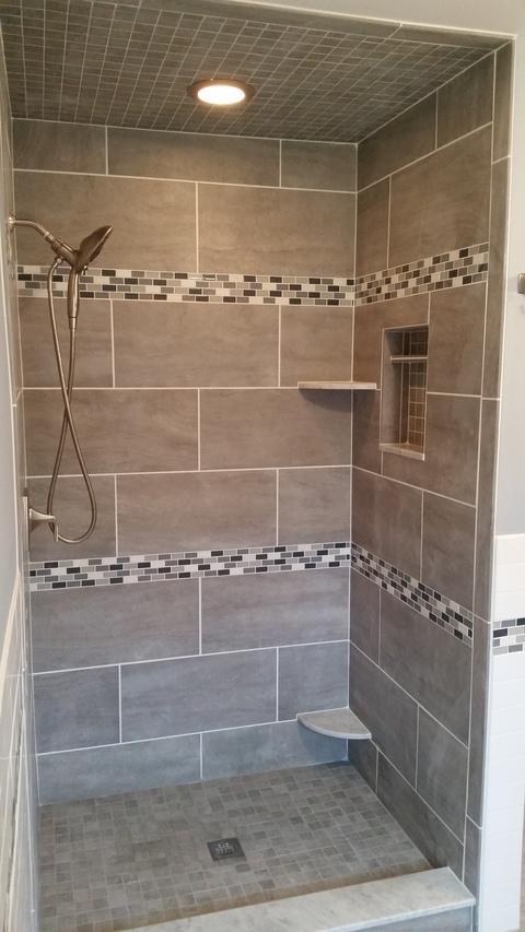 Contemporary Bathroom with recessed ceiling light in shower