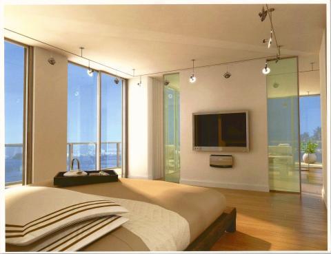 Modern Bedroom with wall mount flat tv screen