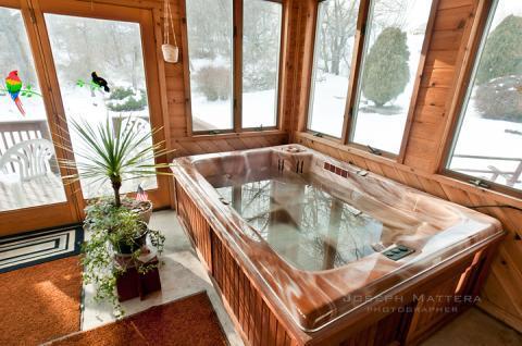 Traditional Sunroom with tall vertical windows