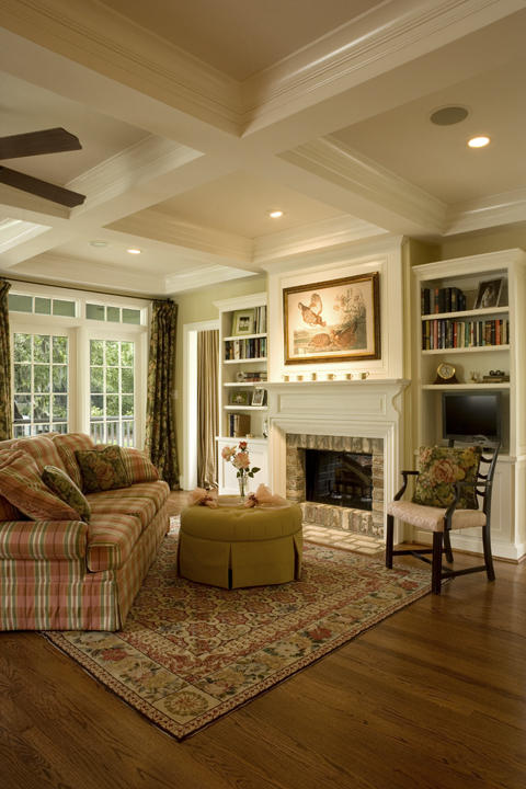 Traditional Living Room with wrought iron drapery hardware