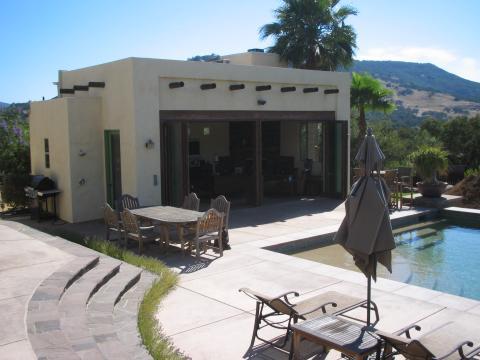 Traditional Patio with custom cabana to match house