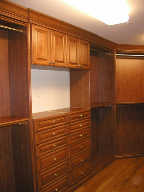 Traditional Closet with drawers built in to closet