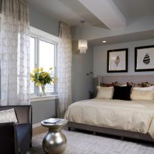 Contemporary Bedroom with upholstered wing back head board