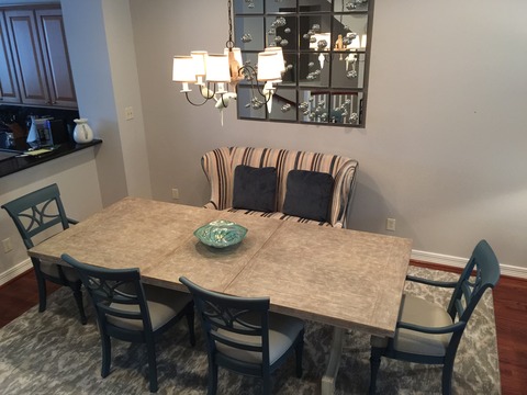 Eclectic Dining Room with gray painted walls