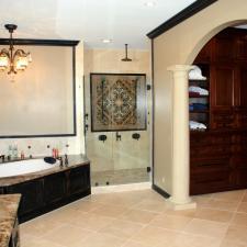 Traditional Master Bathroom with black tile diamond accents