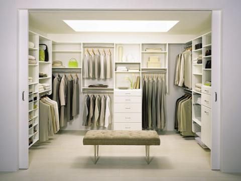 Modern Closet with white custom storage units