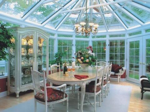 Traditional Dining Room with white painted dining table