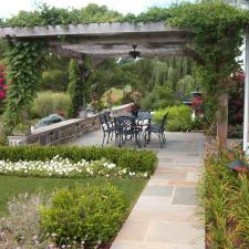 Traditional Patio with black metal outdoor patio furniture