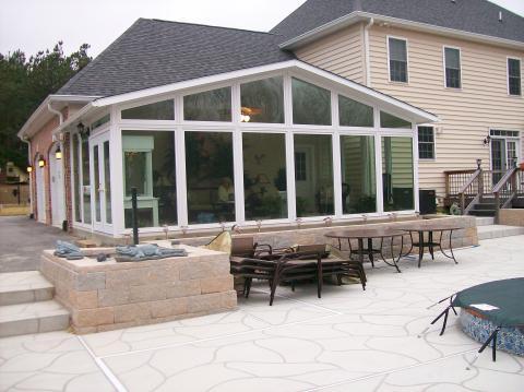 Traditional Patio with outdoor sconce lighting