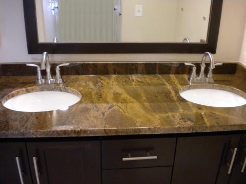 Contemporary Master Bathroom with stainless steel cabinet hardware