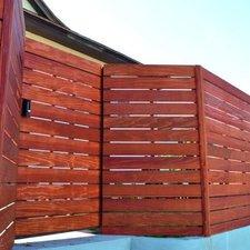 Modern Home Exterior with redwood fence and gate