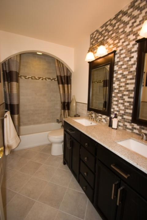 Transitional Bathroom with stainless steel sink faucets