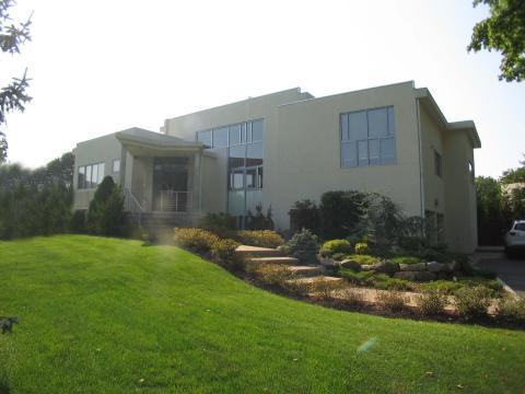 Contemporary Landscape with silver windows trim