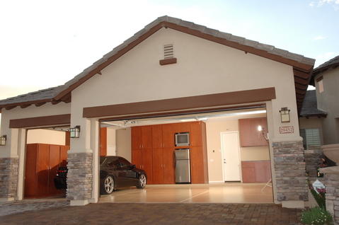 Contemporary Garage with stainless steel appliances