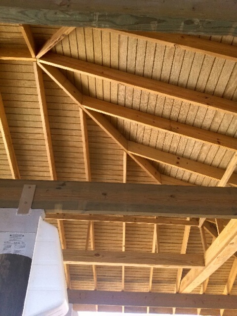 Modern Landscape with wood panel boat dock ceiling