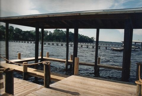Modern Landscape with wood deck and walkways
