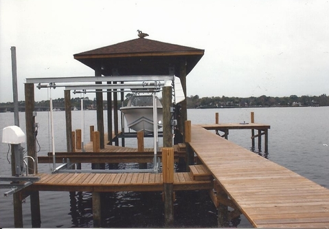 Modern Landscape with boat lift mechanism