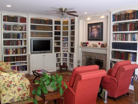 Traditional Living Room with low wood coffee table
