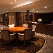 Traditional Basement with lots of built in storage