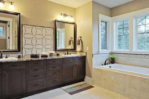 Transitional Bathroom with oil rubbed bronze plumbing fixtures