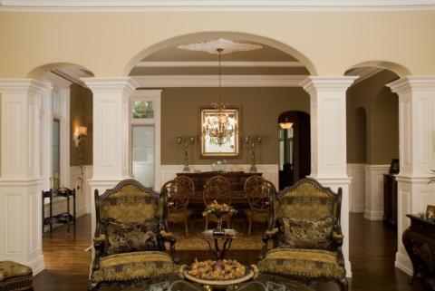 Traditional Living Room with wood and upholstery chairs