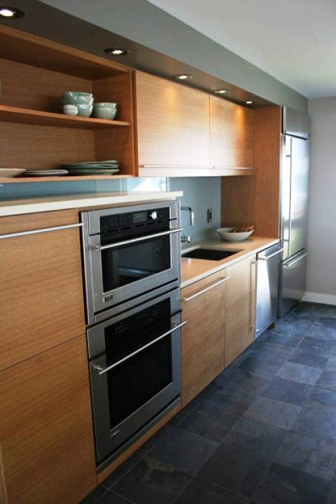 Modern Kitchen with white laminate counter top