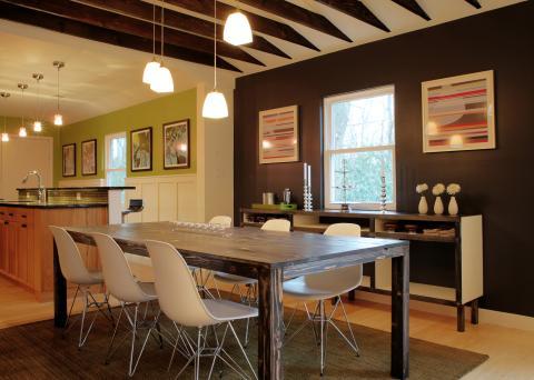Mid-Century Modern Dining Room with white mid century mod dining 