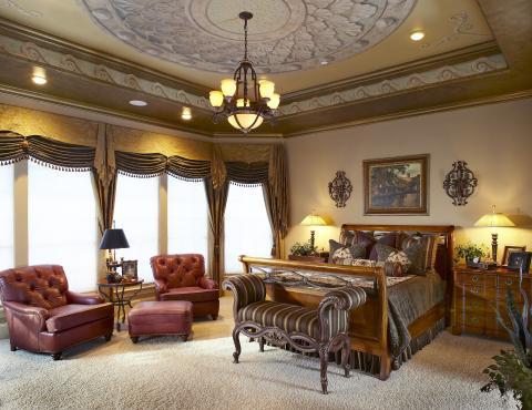 Traditional Bedroom with oil rubbed bronze chandelier lighting