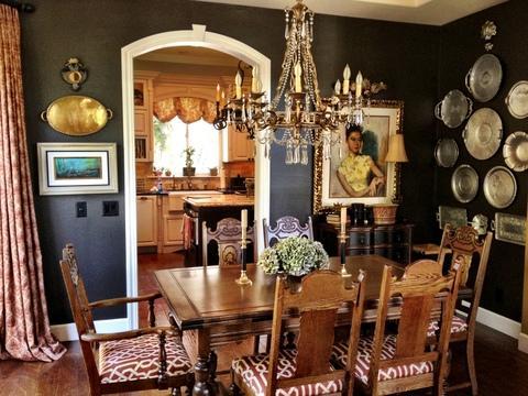 Eclectic Dining Room with traditional dining room set