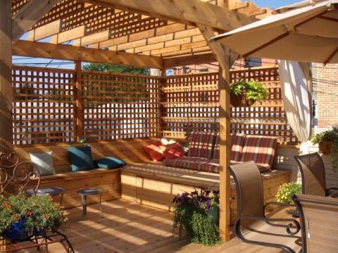 Traditional Patio with shaded outdoor sitting area