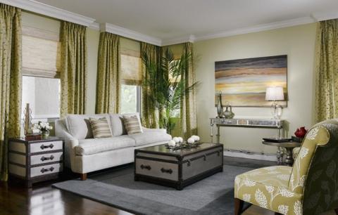 Traditional Living Room with striped throw pillows