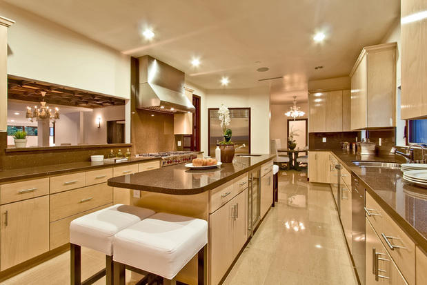 Modern Kitchen with under mount double basin sink