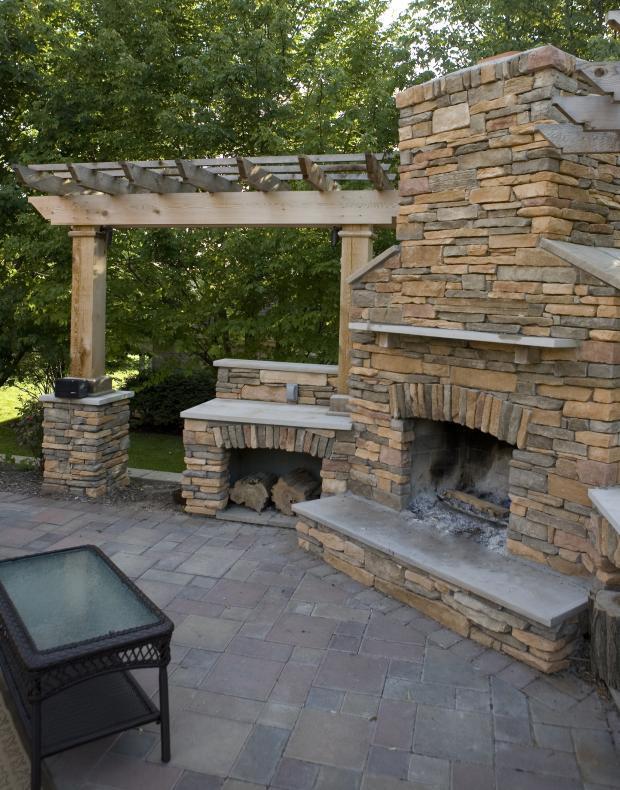 Traditional Fireplace In Cincinnati Elegant Brown By Haring Traditional Fireplace With Large Trees Around Patio