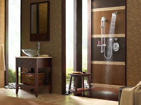 Contemporary Bathroom with basket storage under vanity