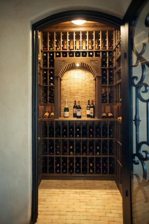 Traditional Wine Cellar with built-in wine bottle racks