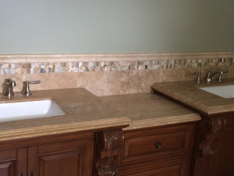 Contemporary Bathroom with granite counter top