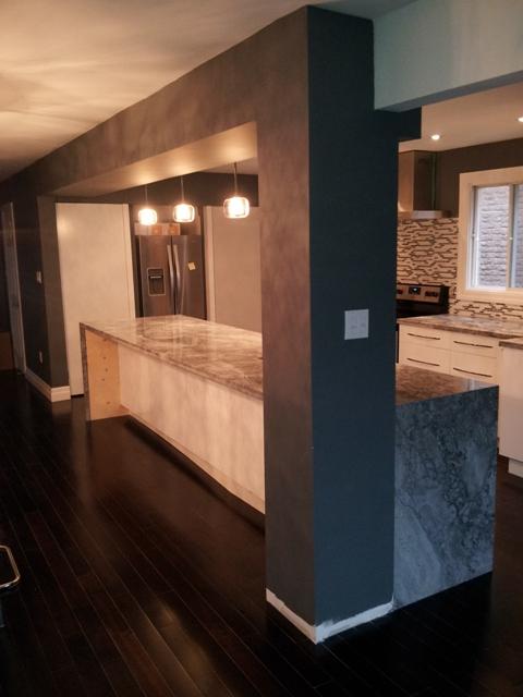 Modern Kitchen with stainless steel refrigerator
