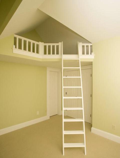 Transitional Kids Room with white wood bedroom doors