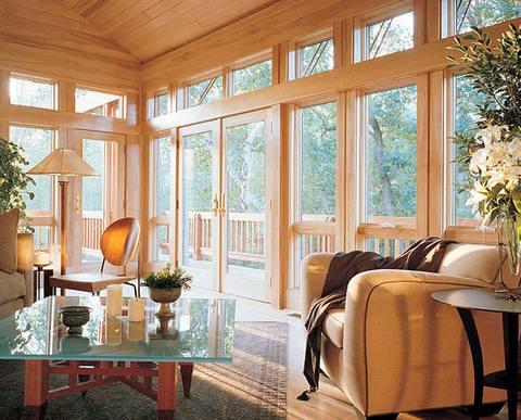 Transitional Sunroom with tongue and groove board ceiling